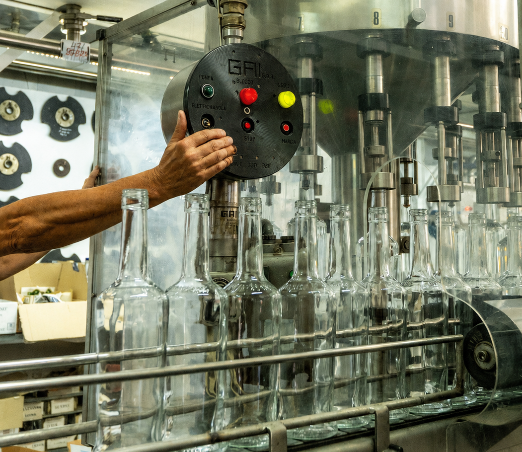 An ouzo bottling line