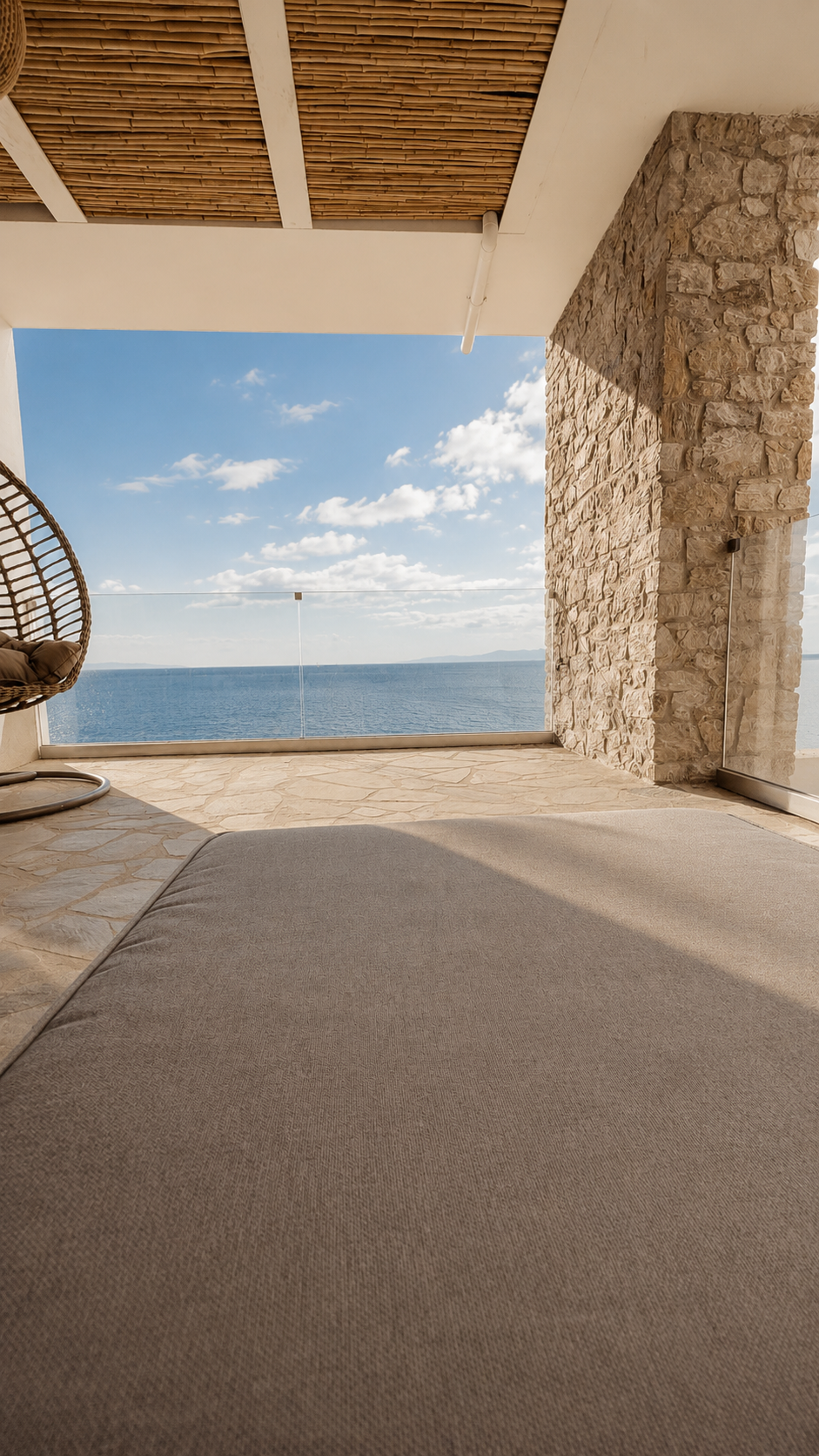 Open terrace framing the sea
