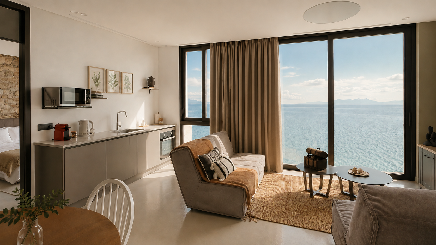 Selene Suite living area with open sea view